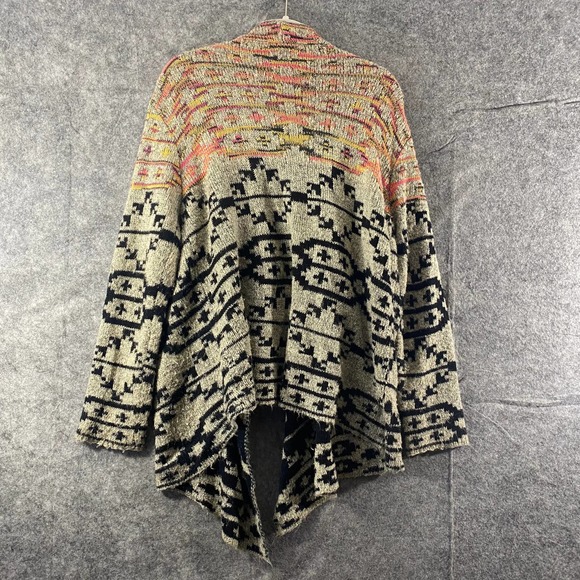 Soft Surroundings Calais Cardigan Medium Black Tan Aztec Printed Long Sleeve - Picture 3 of 10